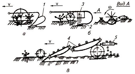 Принципиальные схемы картофелекопателей
