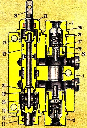 Рабочая секция гидрораспределителя с ручным (мускульным) управлением