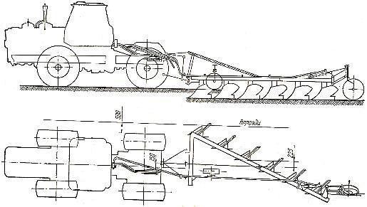 Схема работы трактора Т-150К с плугом ПЛП-6-35