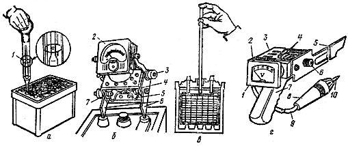 Приборы для проверки степени заряженности аккумуляторов и уровня электролита