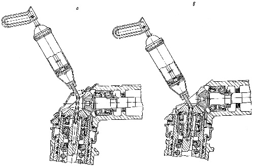 Схема слива смазки из полости верхней конической пары редуктора конечной передачи тракторов МТЗ-50, МТЗ-50Л, МТЗ-52, МТЗ-52Л