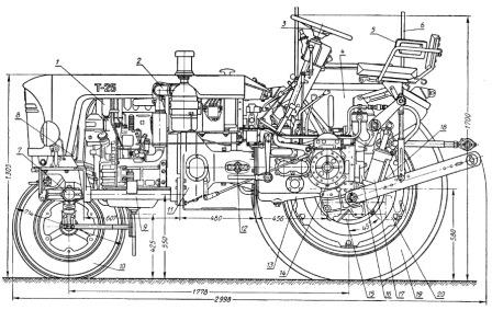 Расположение основных узлов на тракторе Т-25
