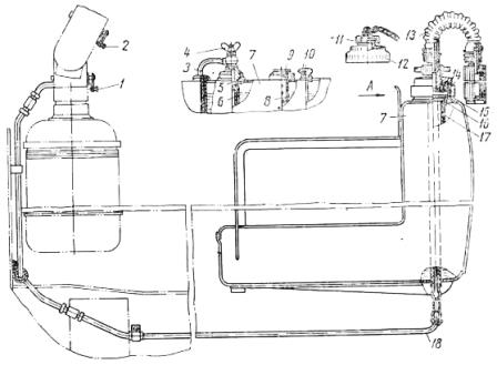 Схема топливного бака с автозаправкой трактора Т-100М