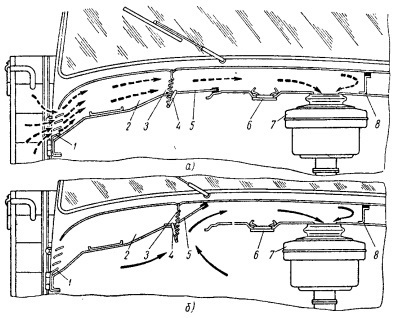 Схема подвода воздуха к воздушному фильтру ВМ-16 двигателя ЗИЛ-130