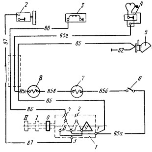 Схема пульта управления подогревателем (дополнение к схеме электрооборудования автомобиля ЗИЛ-130)